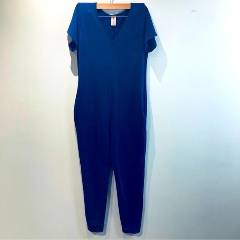 Smash + Tess V-Neck Short Sleeve Jumpsuit in Navy